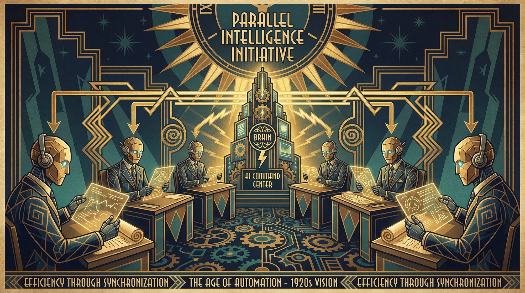 Five AI agents performing parallel code review